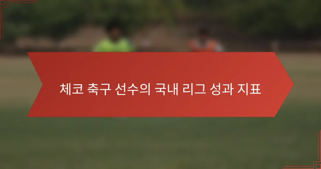 체코 축구 선수의 국내 리그 성과 지표