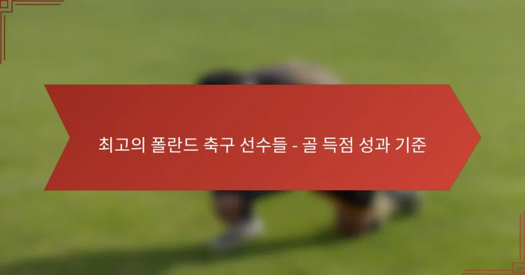 최고의 폴란드 축구 선수들 – 골 득점 성과 기준