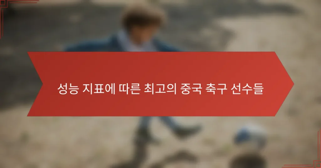 성능 지표에 따른 최고의 중국 축구 선수들