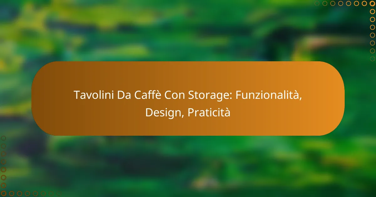 Tavolini Da Caffè Con Storage: Funzionalità, Design, Praticità