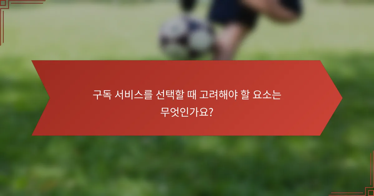 구독 서비스를 선택할 때 고려해야 할 요소는 무엇인가요?