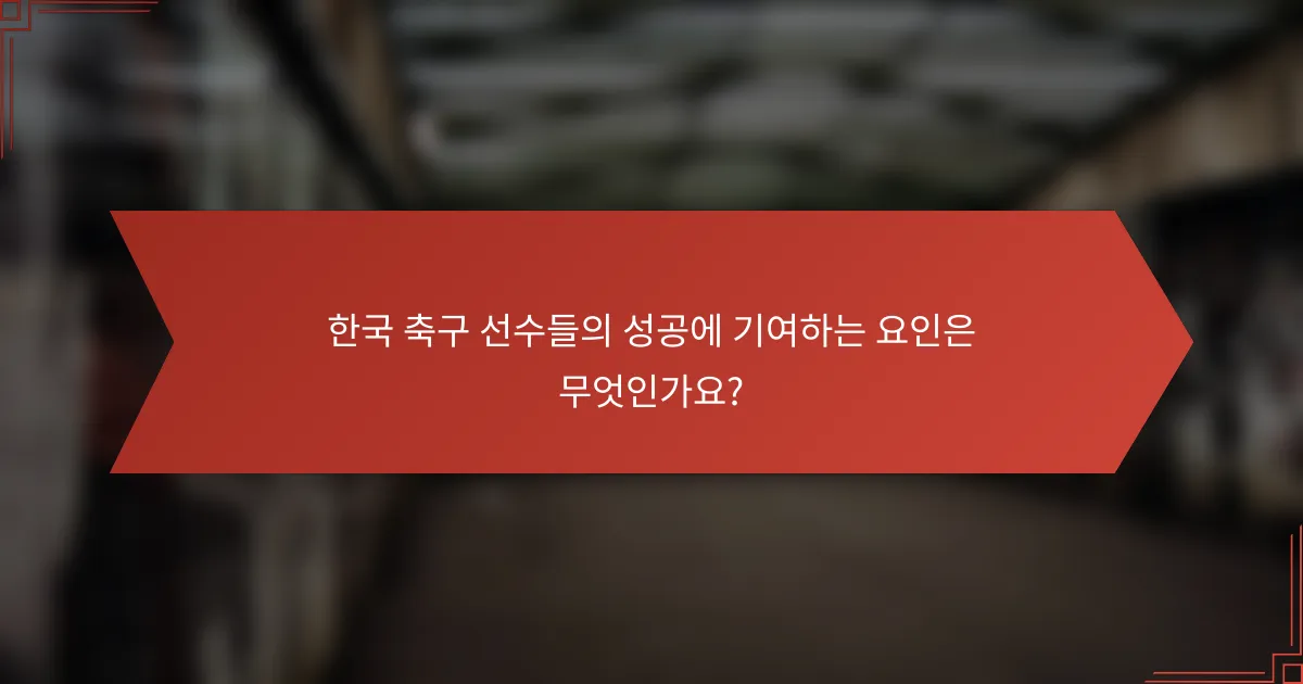 한국 축구 선수들의 성공에 기여하는 요인은 무엇인가요?