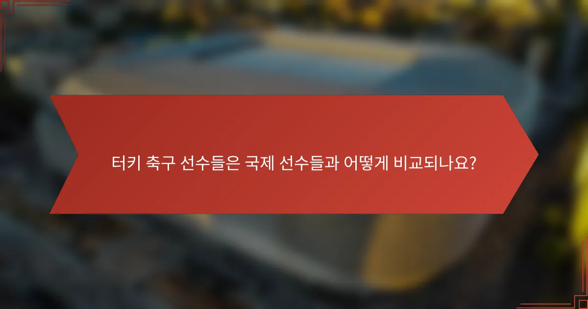터키 축구 선수들은 국제 선수들과 어떻게 비교되나요?